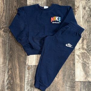 Nike Kids Navy Sweatshirt & Joggers with Multicolor Logo